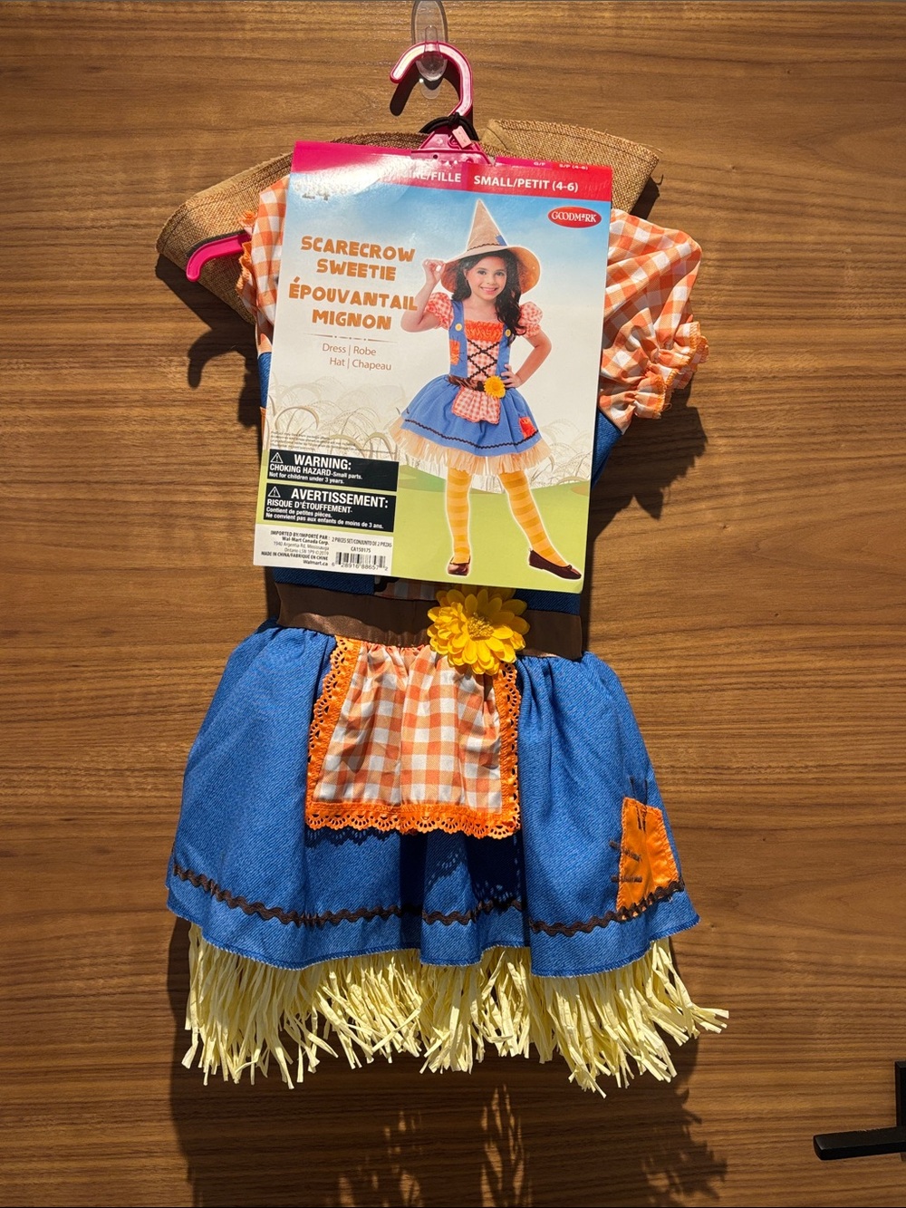 Scarecrow Sweetie Girls Orange & Blue Costume with Flower Accent